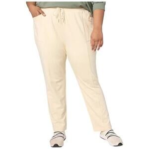 Zuda Womens Z-Knit French Terry Tapered Pants Size Small Sand Beige Pockets